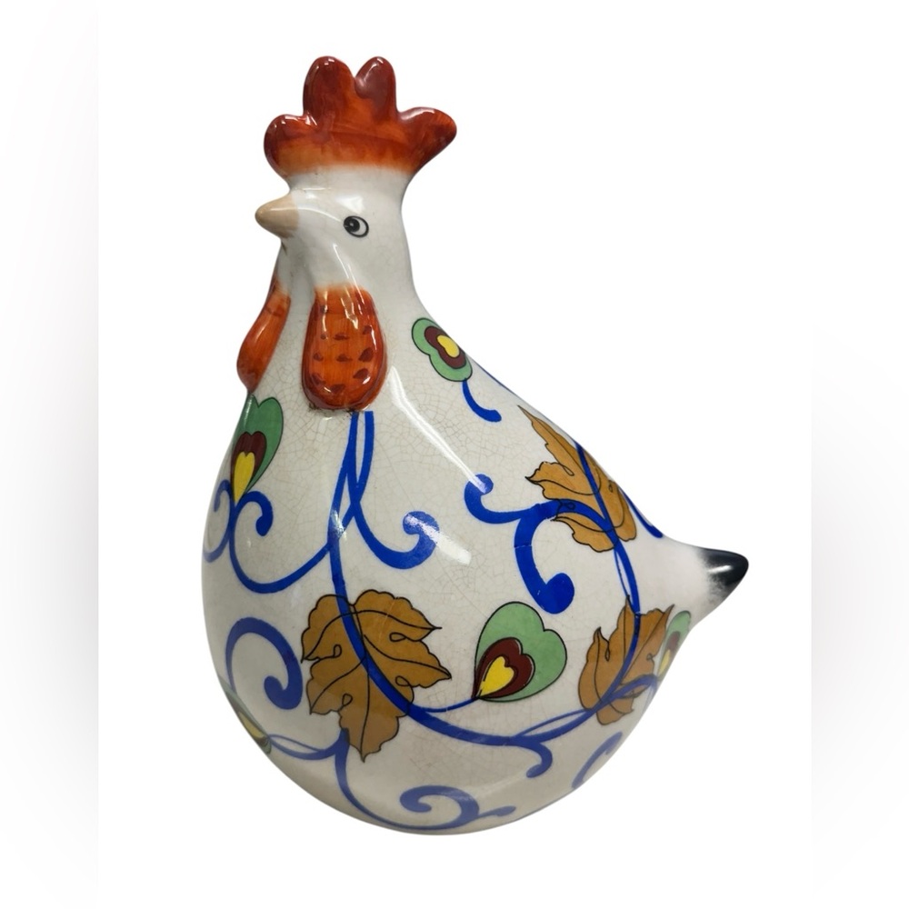 Vintage Resting Chicken Hen Country Cottagecore Colorful Ceramic